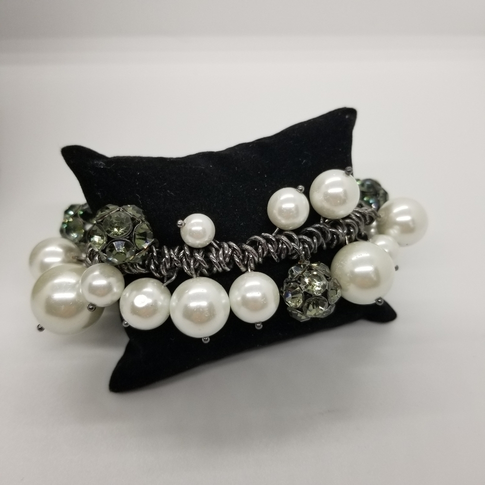 Simply Vera Vera Wang faux pearl stretch bracelet with smoky rhinestone balls